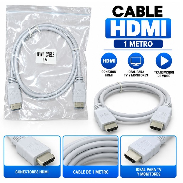 &ua CABLE HDMI 1 MTS BLANCO BOLSA